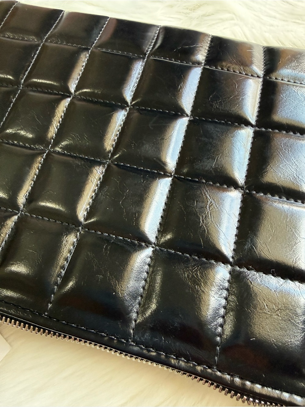 Zara Quilted Clutch Black with Silver Chain - Picture 16 of 16